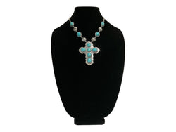 LA CRUZ Cross Turquoise Pendant Necklace - ALEXISMONROE DESIGNS