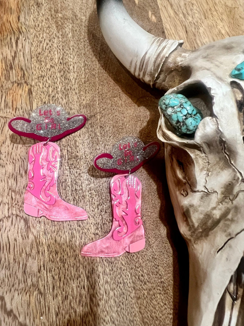 LET’s GO GIRL Pink Cowgirl Boot & Hat Earring - ALEXISMONROE DESIGNS