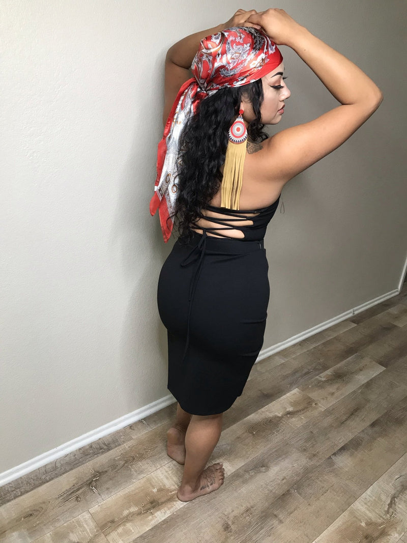Miss Don 2 piece pencil Skirt with laced up stunning crop - Boho Cowgirlz Boutique