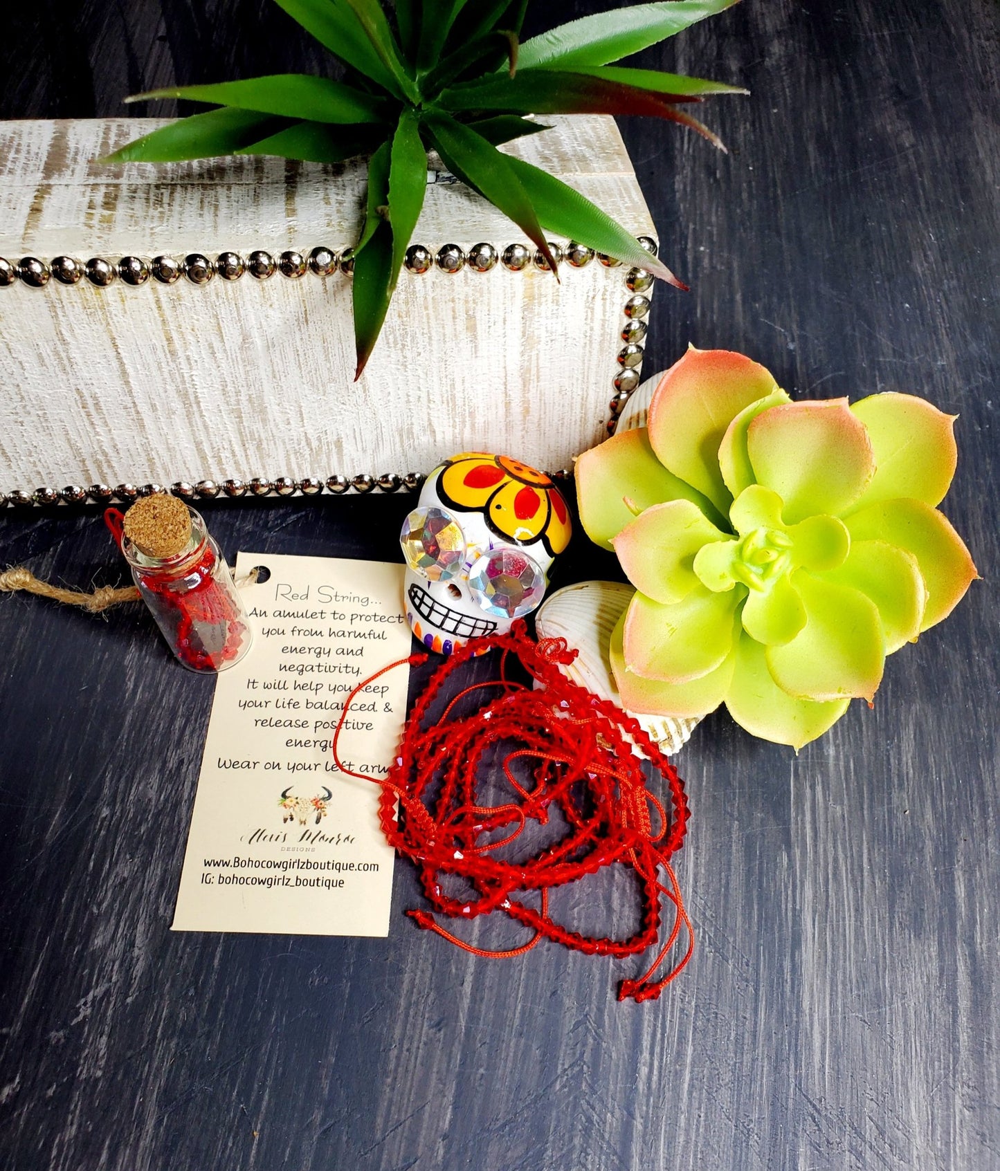 Red String Bracelet Men or Woman Block Negative Energy Red String Macrame Adjustable Good luck Bracelet Evil Eye Protection - Boho Cowgirlz Boutique