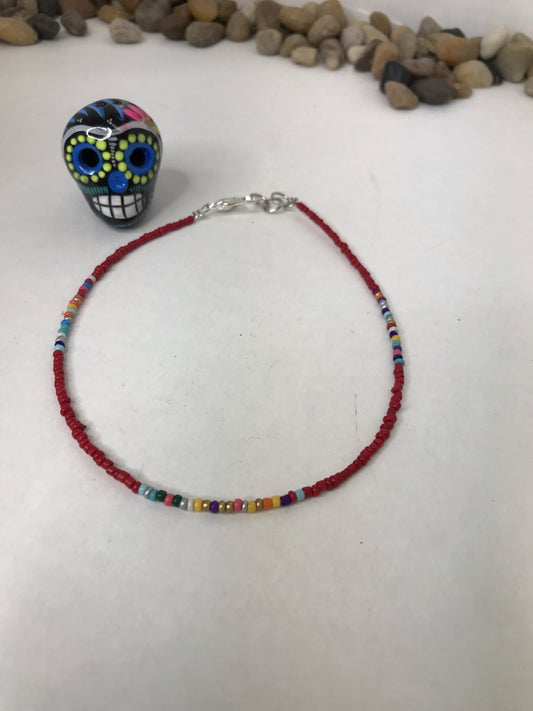Serape Beaded Red Choker Necklace, Beaded Choker - Boho Cowgirlz Boutique