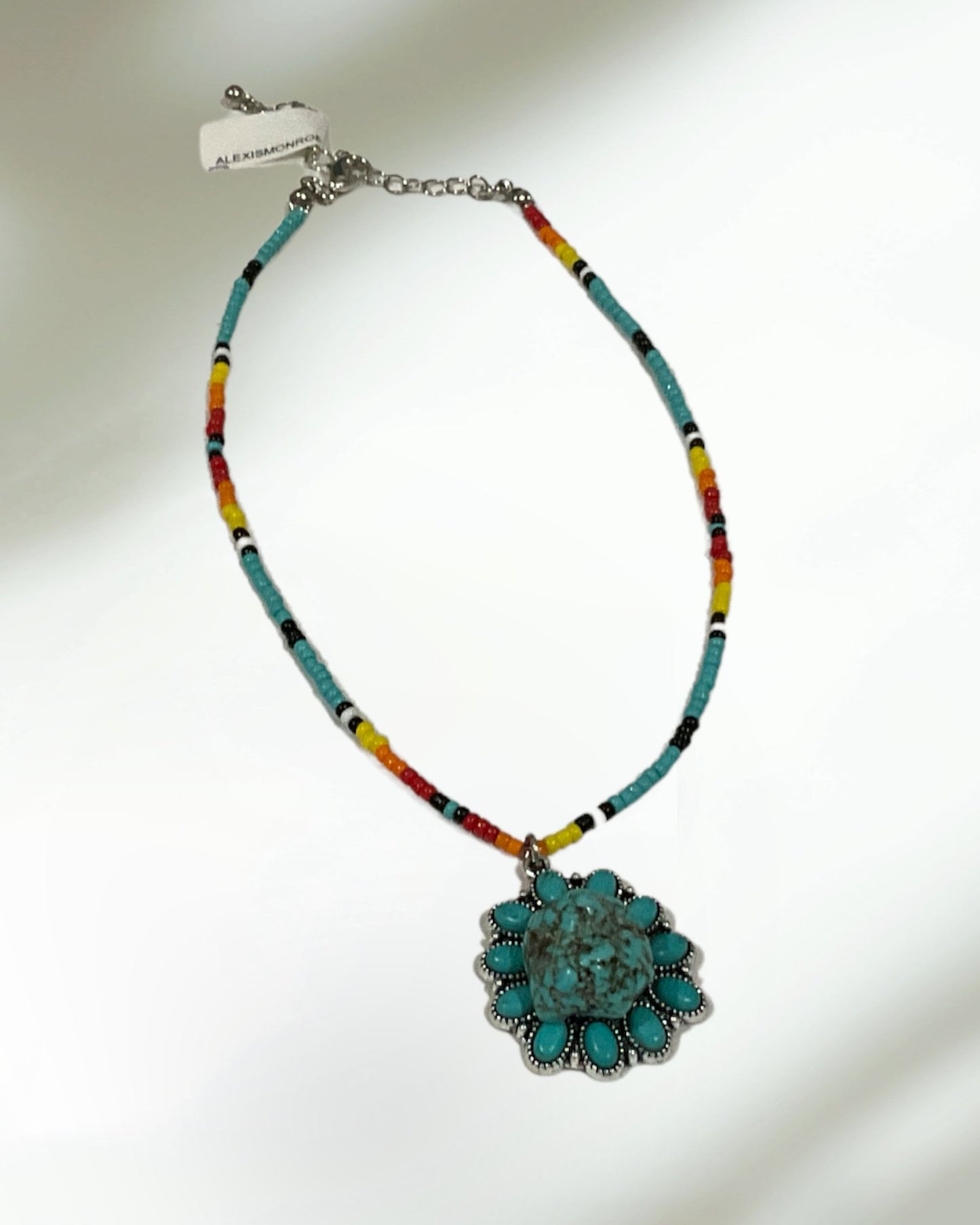 Serape Turquoise Pendant Beaded Choker Set - ALEXISMONROE DESIGNS