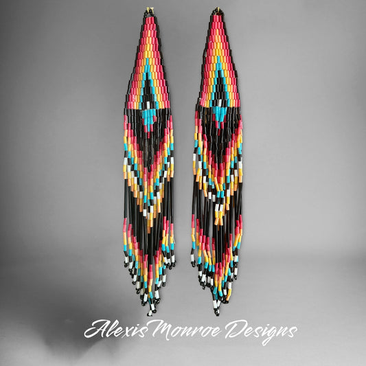 Sunrise Pyramid Beaded Earring - Boho Cowgirlz Boutique
