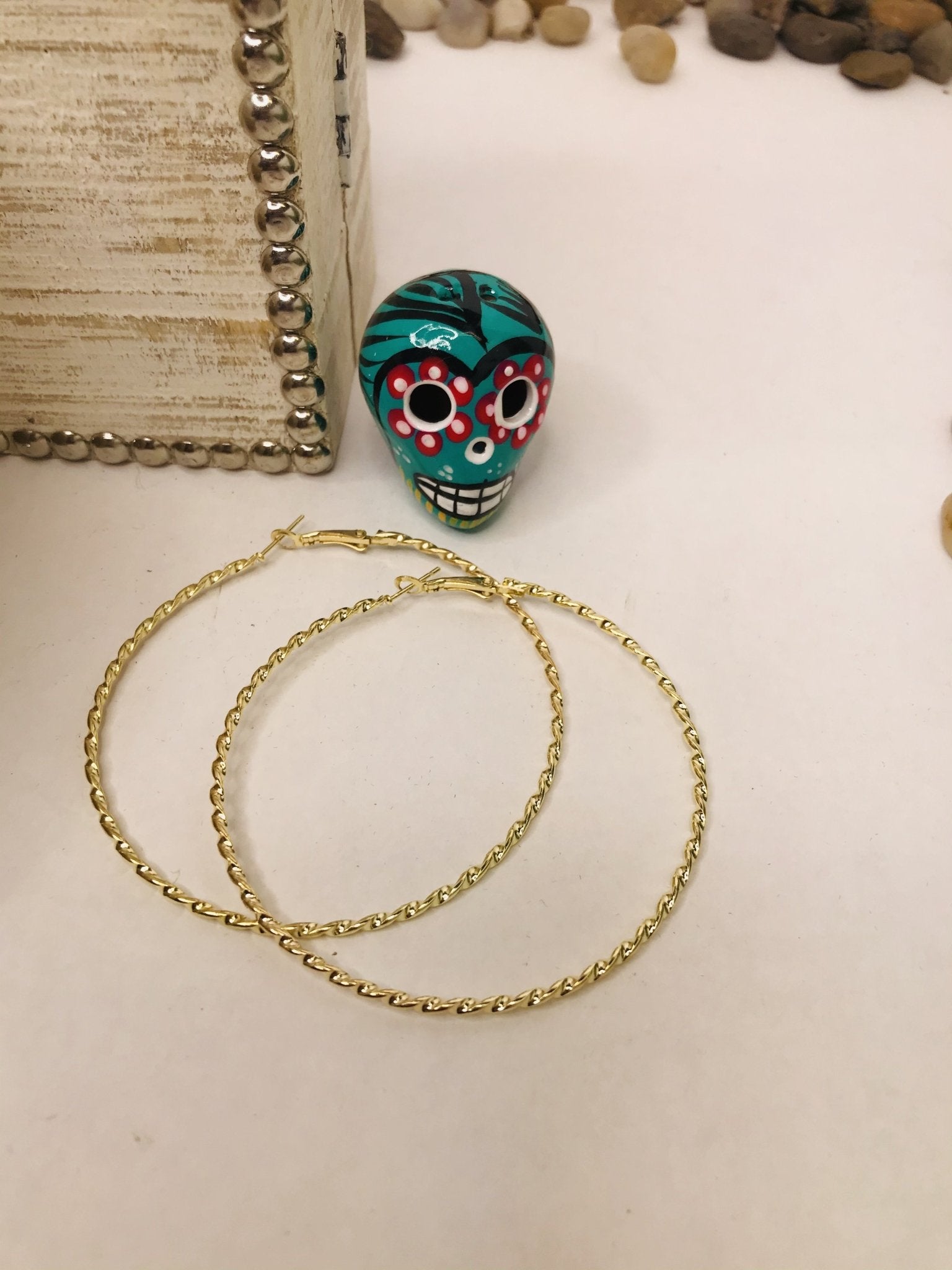 Swirl Hoop Earring, Plated Stainless Steel Rounded Tube Hoop Earrings - Boho Cowgirlz Boutique