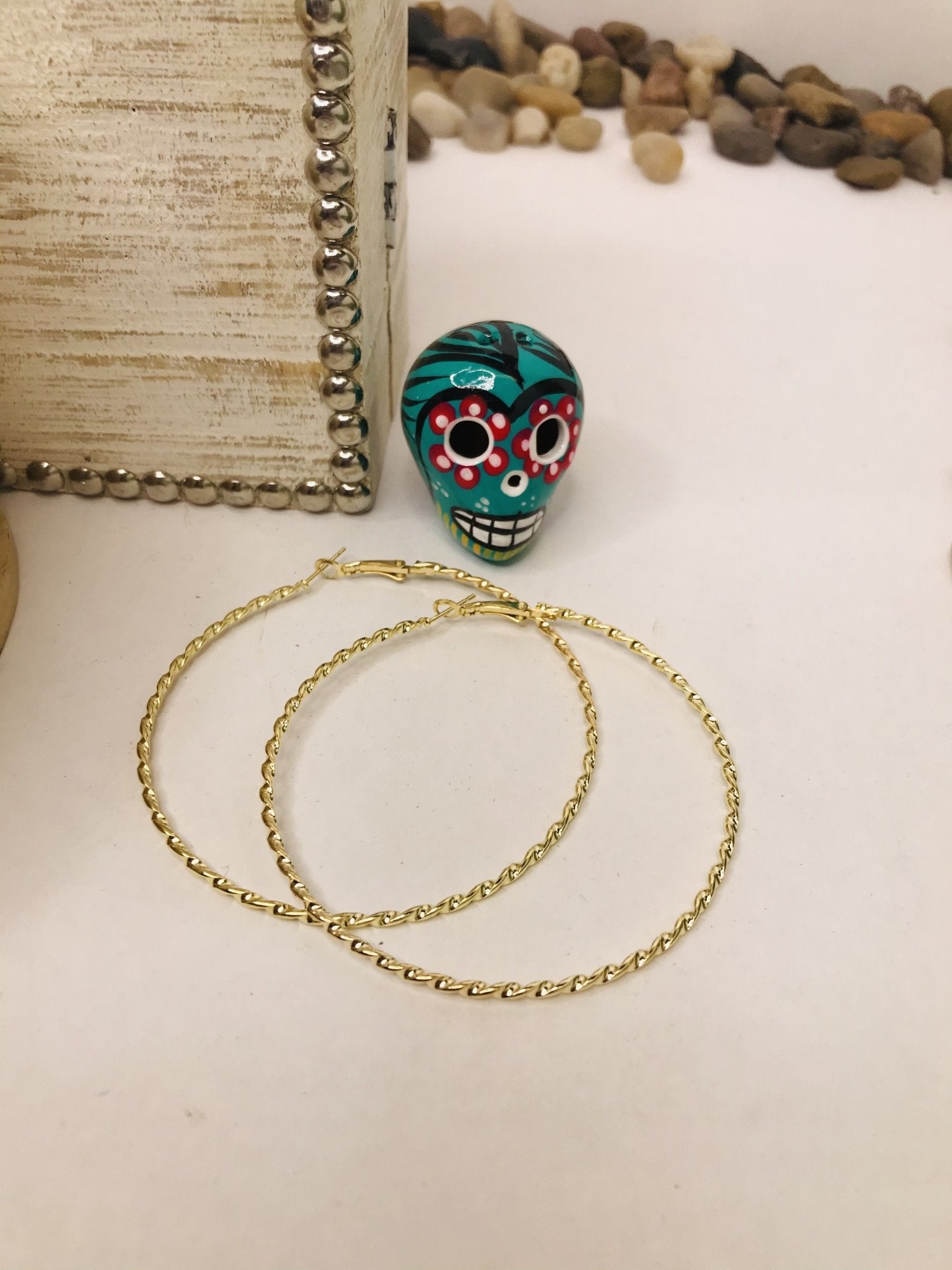 Swirl Hoop Earring, Plated Stainless Steel Rounded Tube Hoop Earrings - Boho Cowgirlz Boutique