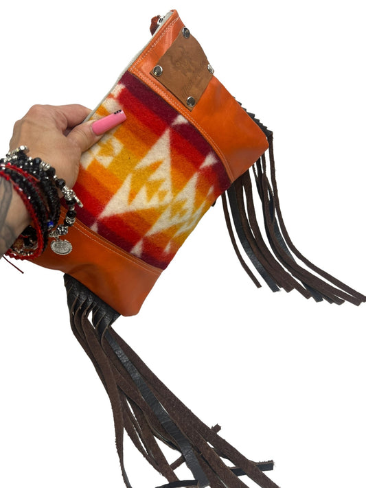 Tequila Sunrise Pendleton Clutch, El Paso Sky Heritage Clutch, Pendleton Wristlet, Pendleton Purse - ALEXISMONROE DESIGNS