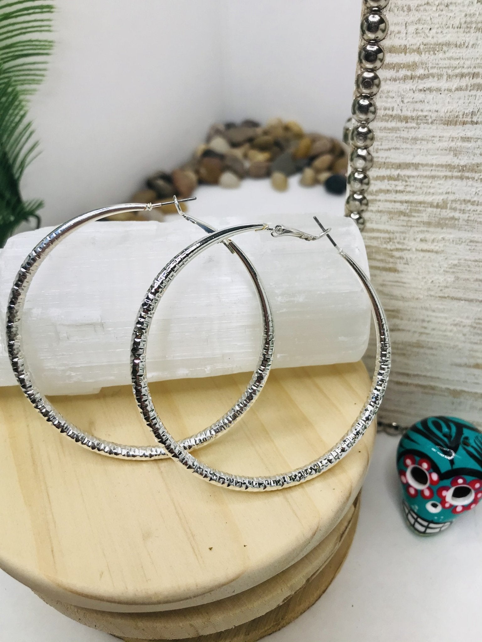 Textured Hoop Earring, Plated Stainless Steel Rounded Tube Hoop Earrings - Boho Cowgirlz Boutique