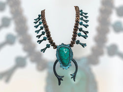 Turquoise Brass Squash Blossom Necklace - ALEXISMONROE DESIGNS