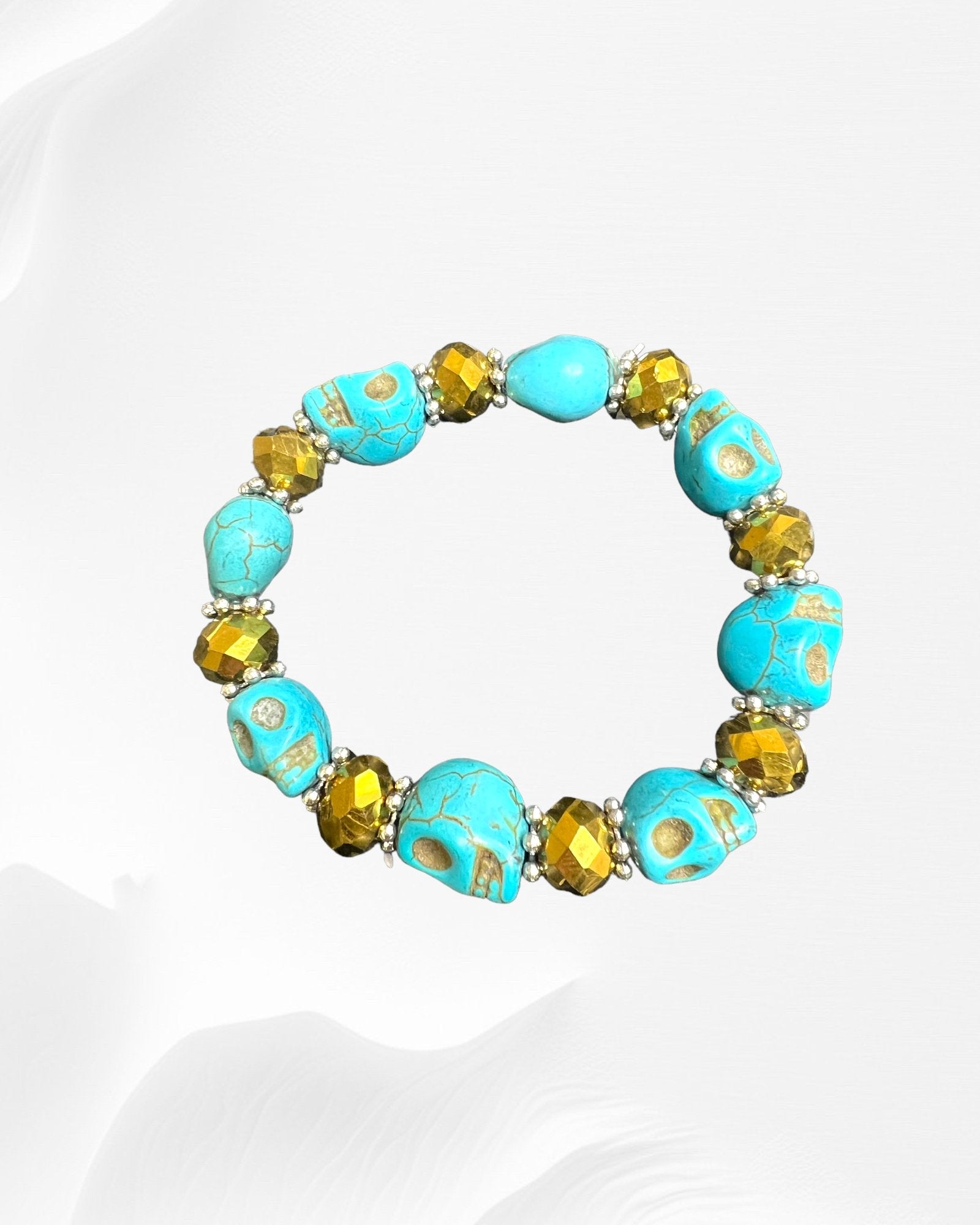 Turquoise Calavera Bracelet with Glass Beads - ALEXISMONROE DESIGNS