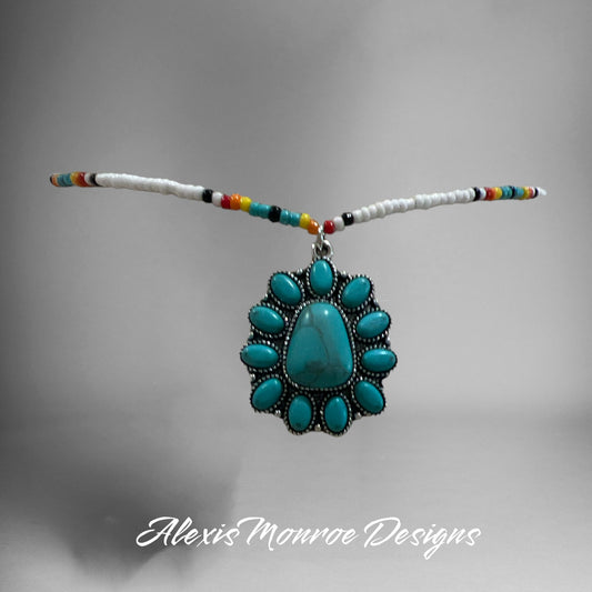 White Serape Beaded Choker Black - ALEXISMONROE DESIGNS